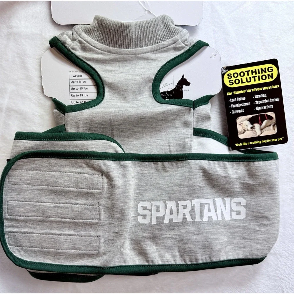 Michigan State Spartans Soothing Solution Vest Dogs Anxiety‎ Shirt Calming SMALL